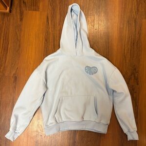 Edikted Light Blue Cozy Hoodie with Pink Logo Tag